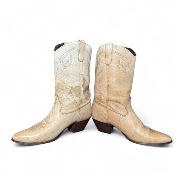 Laredo Women’s Size 8.5M Distressed Tan Leather Western Cowboy Boots Tassel Deta - Picture 1 of 8